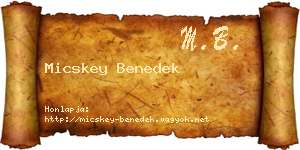 Micskey Benedek névjegykártya